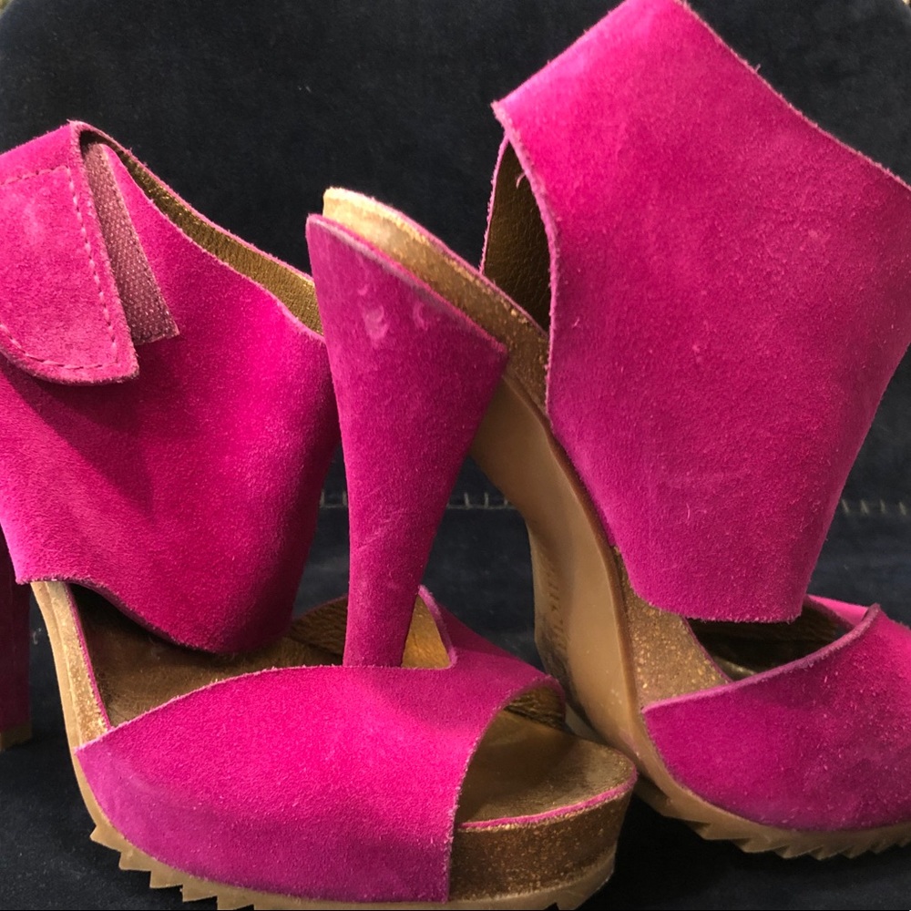 Fushia Suede Ankle Wrap Pedro Garcia